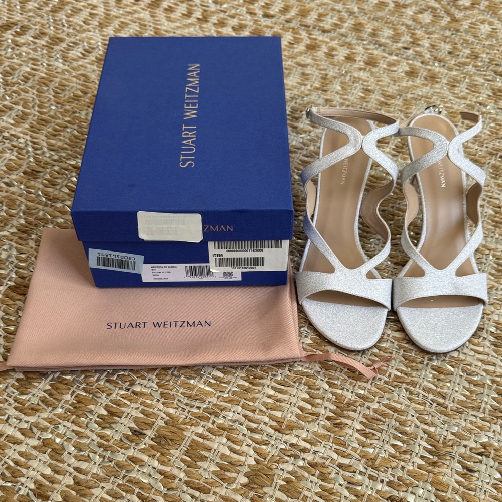 Stuart Weitzman Glittering Silver Heels